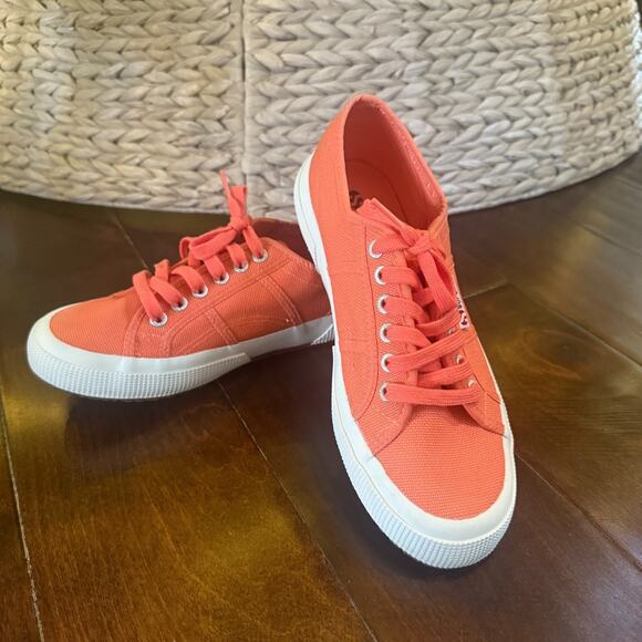 SUPERGA Classic Canvas Orange Coral Shoes Sneakers Italy EU 39 Womens 8 Mens 6.5 - Picture 2 of 7